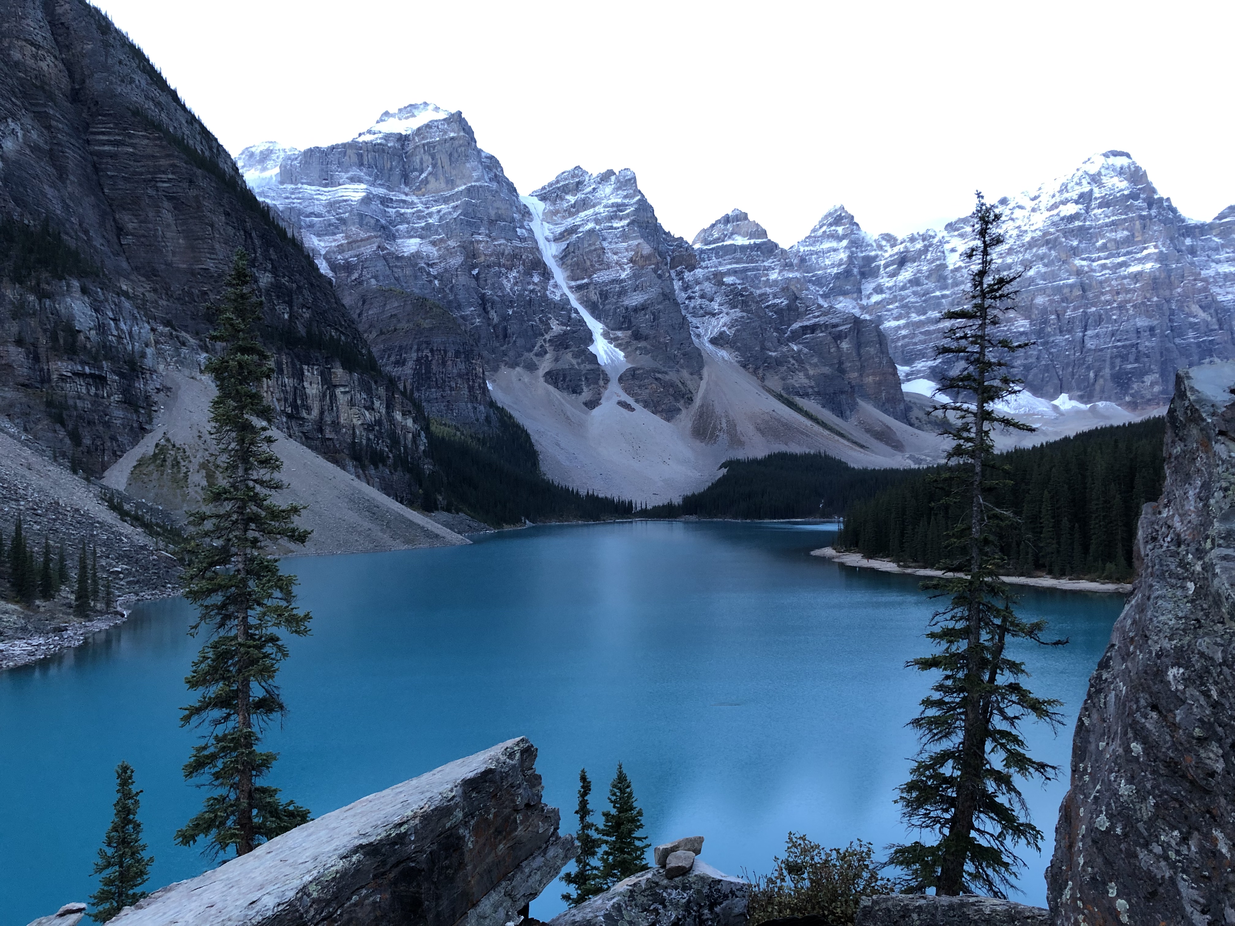 Lake Louise surrounded by mountains